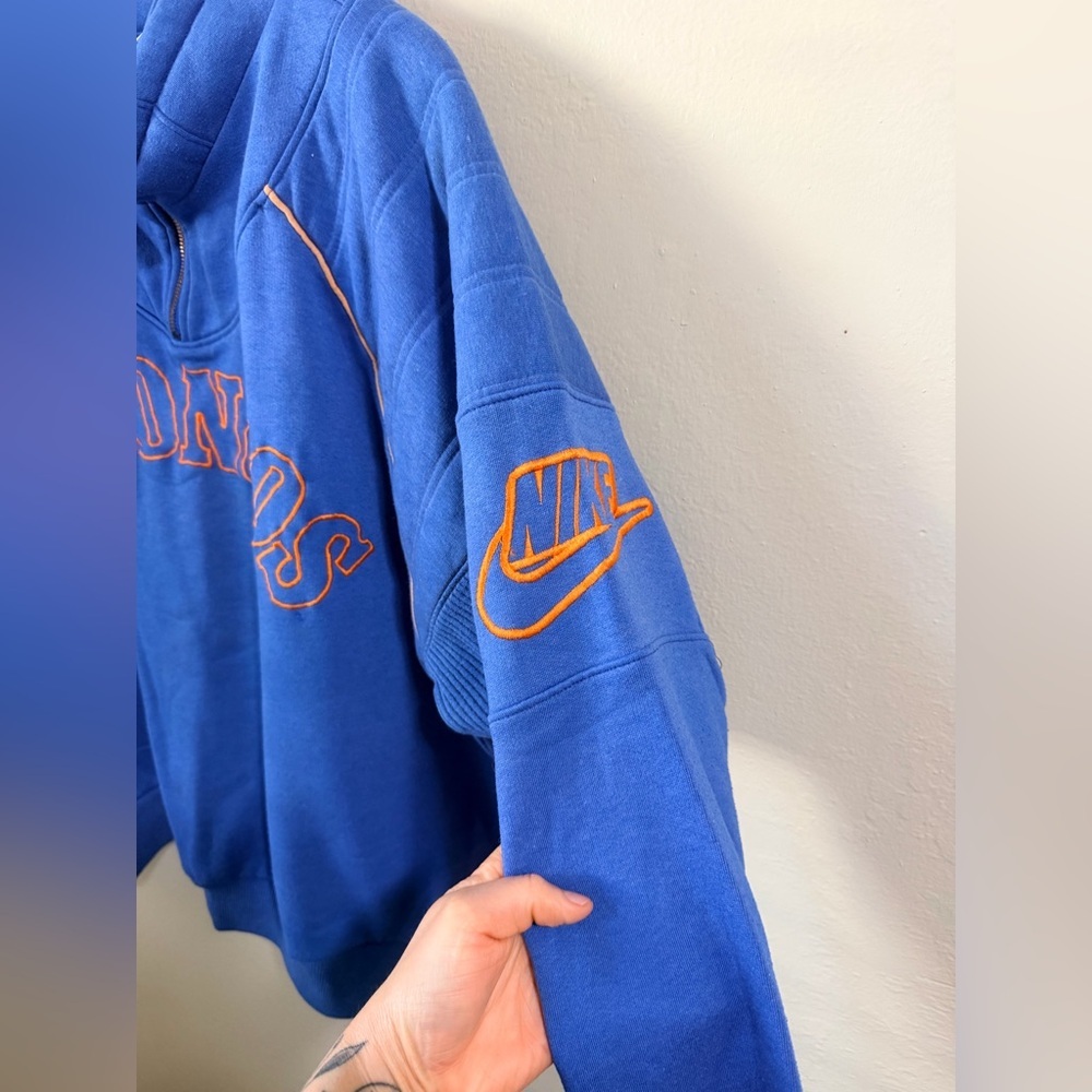 Vintage 90s Nike Denver Broncos 1/4 Zip Pullover Sweatshirt - Size Large - Picture 7 of 11